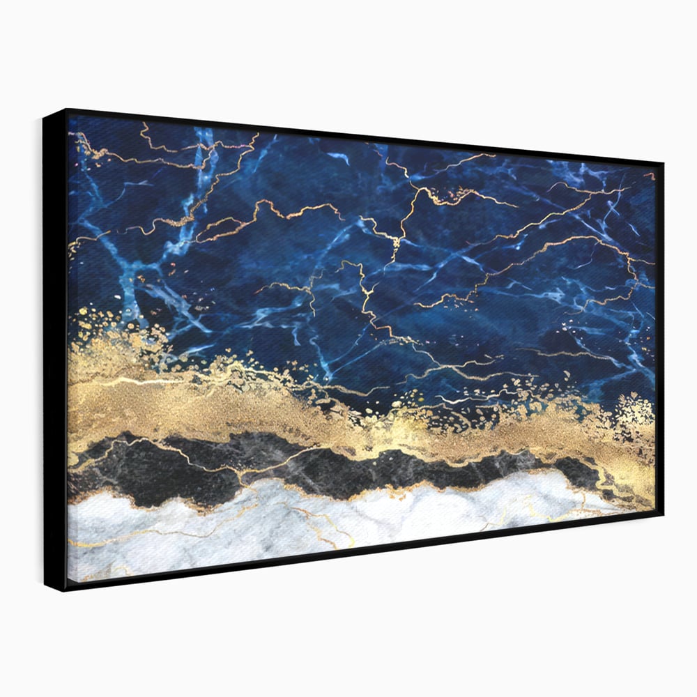 Tablou canvas cu tablou canvas cu marmura abstracta, in rama de aluminiu negru